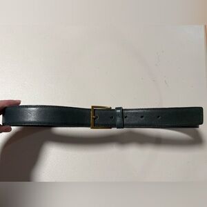 VTG Women’s Dark Green Glove Leather Belt Solid Brass Buckle Size 34 Classic